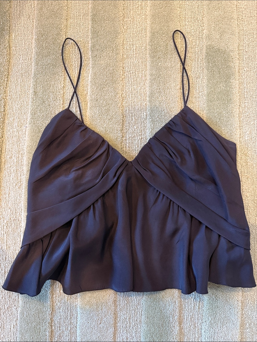 Frame Denim Black Draped Double-Strap Camisole